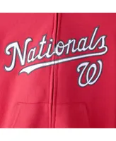 Big Boys Red Washington Nationals Team Color Wordmark Full-Zip Hoodie