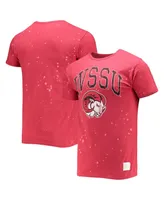 Men's Original Retro Brand Red Winston-Salem State Rams Bleach Splatter T-shirt