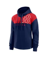 Women's Fanatics Navy Boston Red Sox Iconic Overslide Color-Block Quarter-Zip Hoodie