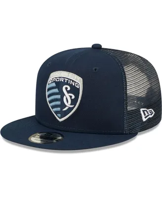 Men's New Era Navy Sporting Kansas City Classic 9Fifty Trucker Snapback Hat