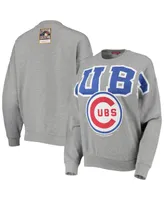 Women's Mitchell & Ness Heathered Gray Chicago Cubs Cooperstown Collection Logo Lightweight Pullover Sweatshirt