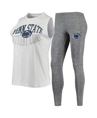 Women's Concepts Sport Charcoal, White Penn State Nittany Lions Tank Top and Leggings Sleep Set