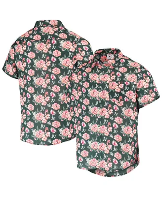 Men's Foco Green Oakland Athletics Floral Linen Button-Up Shirt