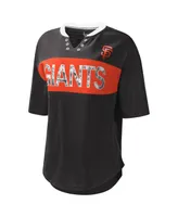 Women's Touch Black and Orange San Francisco Giants Lead Off Notch Neck T-shirt