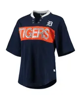 Women's Touch Navy and Orange Detroit Tigers Lead Off Notch Neck T-shirt