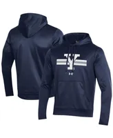 Men's Under Armour Navy Yale Bulldogs Logo Stripe Fleece Pullover Hoodie