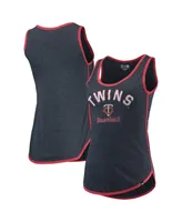 Women's New Era Heathered Navy Minnesota Twins Contrast Binding Scoop Neck Tank Top