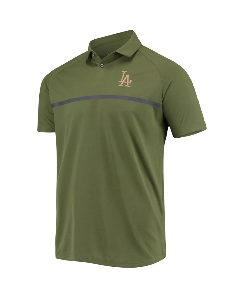 Men's LevelWear Olive Los Angeles Dodgers Delta Sector Raglan Polo Shirt