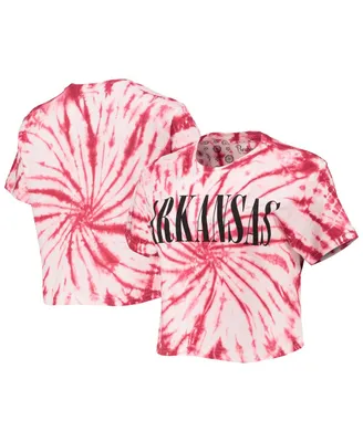 Women's Pressbox Cardinal Arkansas Razorbacks Showtime Tie-Dye Crop T-shirt