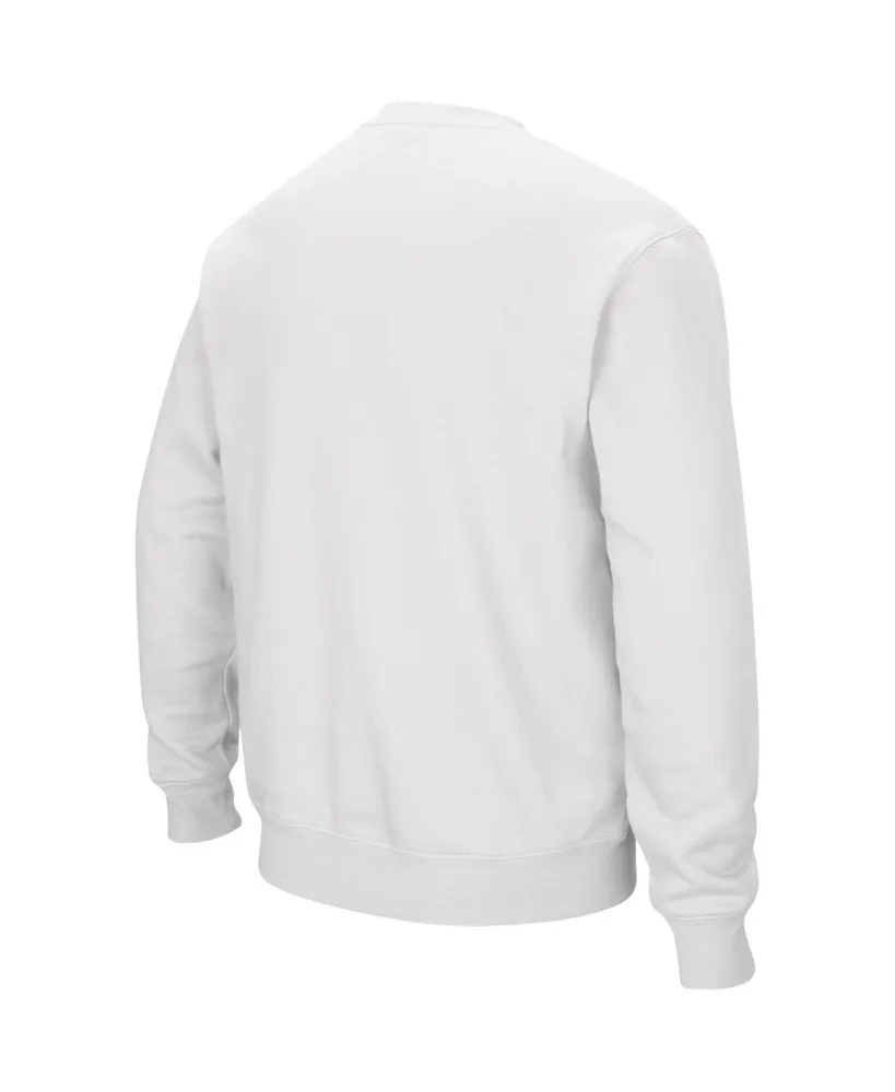Men's Colosseum White Kansas State Wildcats Arch and Logo Crew Neck Sweatshirt