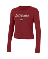Women's Under Armour Garnet South Carolina Gamecocks Vault Cropped Long Sleeve T-shirt