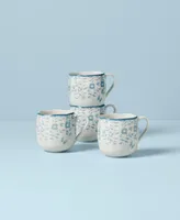 Lenox Butterfly Meadow Cottage Porcelain Mugs, Set of 4