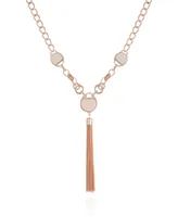 T Tahari Crystal Stone Tassel Necklace - Rose, Off