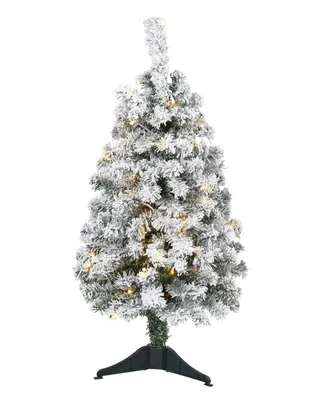 Flocked Rock Springs Spruce Artificial Christmas Tree with Lights, 36"