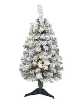 Flocked Rock Springs Spruce Artificial Christmas Tree with Lights, 36"