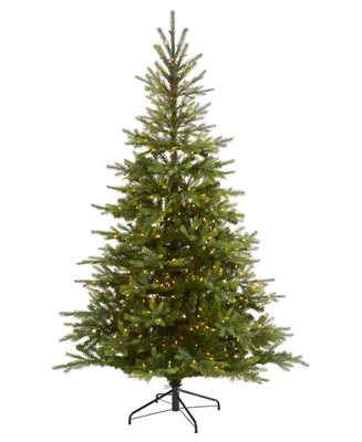 North Carolina Spruce Artificial Christmas Tree with Lights and Bendable Branches, 84"