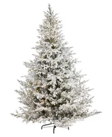 Flocked Fraser Fir Artificial Christmas Tree with Lights and Bendable Branches, 96"