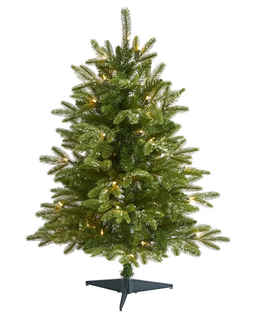 Snowed Grand Teton Fir Artificial Christmas Tree with Lights and Bendable Branches, 36"