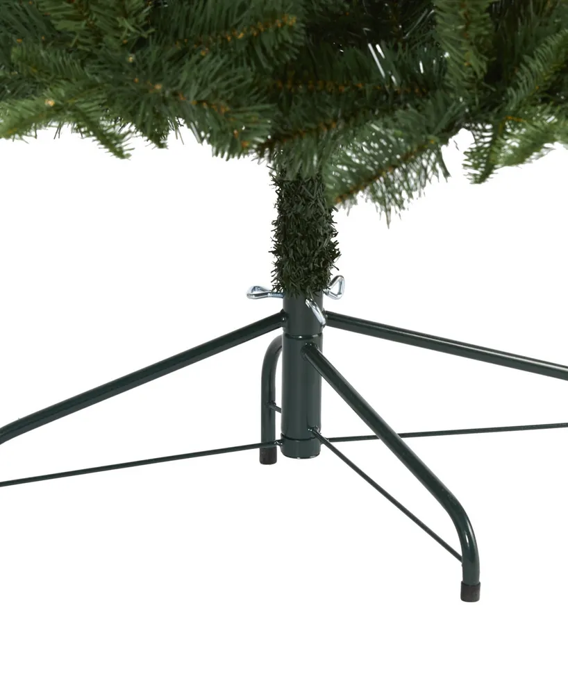 Grand Teton Spruce Flat Back Artificial Christmas Tree with Lights and Bendable Branches, 84"