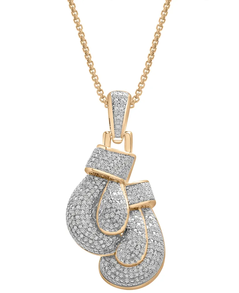 Men's Diamond Boxing Gloves 22" Pendant Necklace (1/2 ct. t.w.) in 14k Gold-Plated Sterling Silver