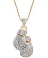 Men's Diamond Boxing Gloves 22" Pendant Necklace (1/2 ct. t.w.) in 14k Gold-Plated Sterling Silver