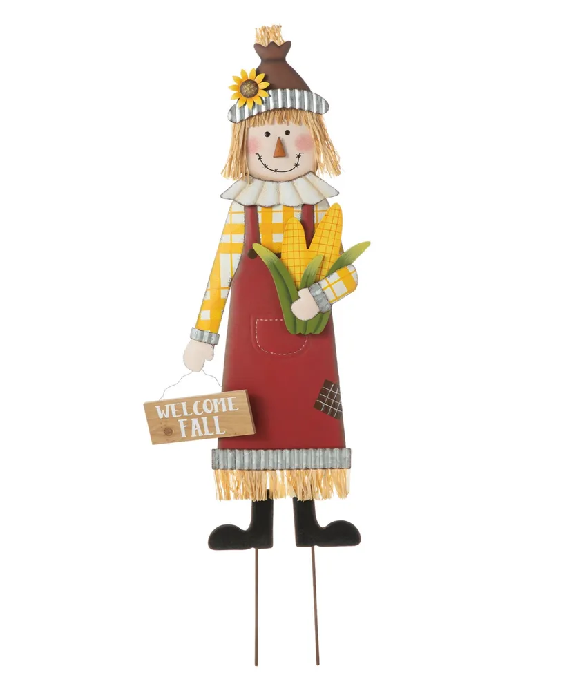 Glitzhome Metal Scarecrow Yard Stake Standing Hanging Sign, 37.25"