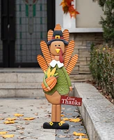 Glitzhome Thanksgiving Metal Turkey Yard Stake, Standing Decor or Hanging Decor, 36"