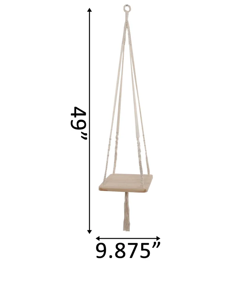 Flora Bunda Macrame Hanging Shelf, 9.875" x 9.875"