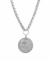 Women's Round Capricorn Pendant Necklace - Silver