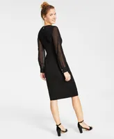 Tommy Hilfiger Sheer-Sleeve Asymmetrical Dress