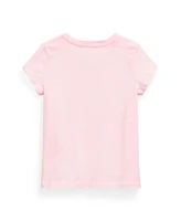 Polo Ralph Lauren Toddler and Little Girls Short Sleeve Cotton Jersey V-Neck T-shirt