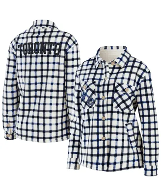 Women's Wear by Erin Andrews Oatmeal Toronto Maple Leafs Plaid Button-Up Shirt Jacket