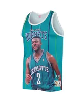 Men's Mitchell & Ness Larry Johnson Teal Charlotte Hornets Hardwood Classics Player Tank Top