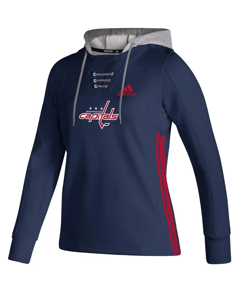 Women's adidas Navy Washington Capitals Skate Lace Aeroready Pullover Hoodie