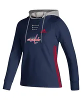 Women's adidas Navy Washington Capitals Skate Lace Aeroready Pullover Hoodie