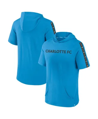 Men's Fanatics Blue Charlotte Fc Definitive Victory Short-Sleeved Pullover Hoodie