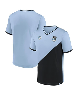 Men's Fanatics Light Blue, Black Minnesota United Fc Striker V-Neck T-shirt