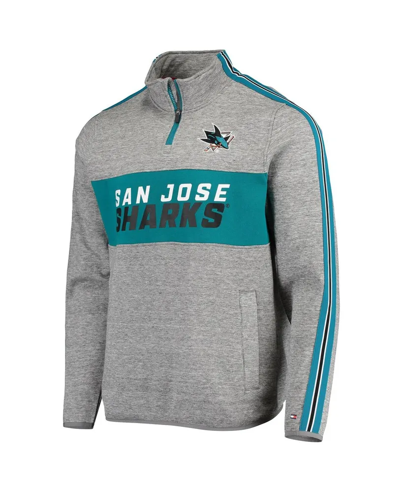 Men's Tommy Hilfiger Heathered Gray San Jose Sharks Mario Quarter-Zip Jacket