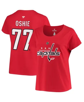 Women's Fanatics Tj Oshie Red Washington Capitals Plus Size Name and Number Scoop Neck T-shirt
