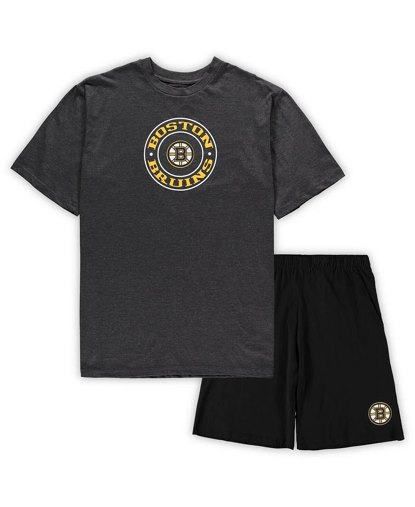 Men's Concepts Sport Black, Heathered Charcoal Boston Bruins Big and Tall T-shirt Shorts Sleep Set
