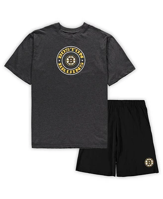 Men's Concepts Sport Black, Heathered Charcoal Boston Bruins Big and Tall T-shirt Shorts Sleep Set