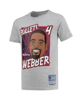 Big Boys Mitchell & Ness Chris Webber Heathered Gray Washington Bullets Hardwood Classics King of the Court Player T-shirt