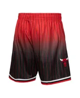 Men's Mitchell & Ness Red and Black Chicago Bulls 1995/96 Hardwood Classics Fadeaway Reload 3.0 Swingman Shorts