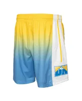 Men's Mitchell & Ness Yellow and Blue Denver Nuggets 2006/07 Hardwood Classics Fadeaway Reload 3.0 Swingman Shorts