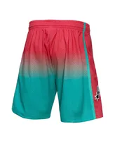 Men's Mitchell & Ness Pink and Teal San Antonio Spurs 1998/99 Hardwood Classics Fadeaway Reload 3.0 Swingman Shorts