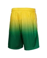 Men's Mitchell & Ness Yellow and Green Seattle SuperSonics 1994/95 Hardwood Classics Fadeaway Reload 3.0 Swingman Shorts