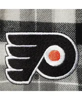 Men's Antigua Black and Gray Philadelphia Flyers Ease Plaid Button-Up Long Sleeve Shirt