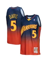 Men's Mitchell & Ness Baron Davis Navy, Orange Golden State Warriors 2006/07 Hardwood Classics Fadeaway Swingman Player Jersey