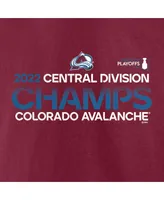 Men's Fanatics Burgundy Colorado Avalanche 2022 Central Division Champions T-shirt