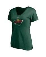 Women's Fanatics Marc-Andre Fleury Green Minnesota Wild Authentic Stack Name and Number V-Neck T-shirt